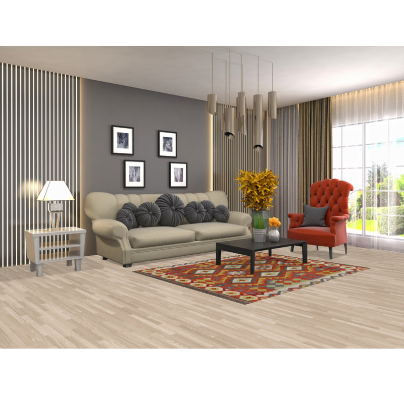 Tapis oriental géométrique Kilim 5 x 6
