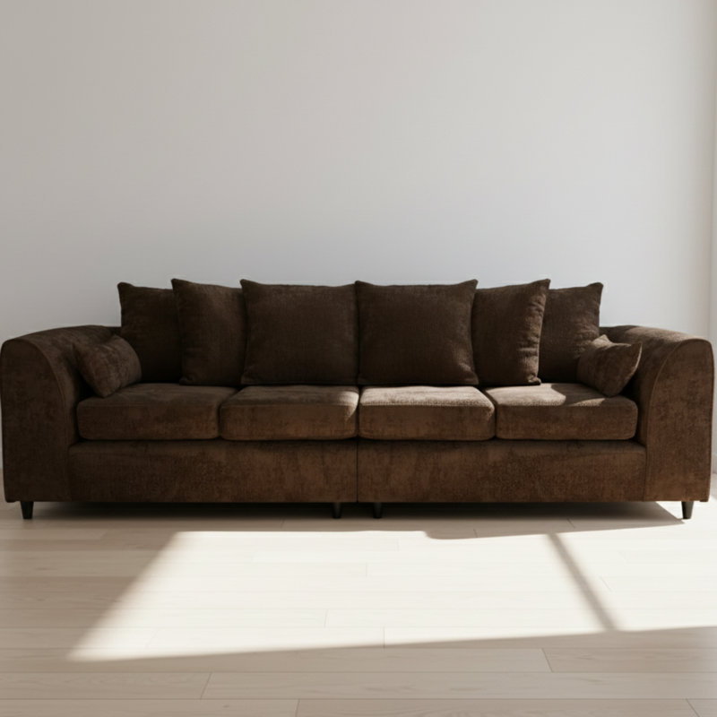 4 Seater Chenille Sofa, Brown