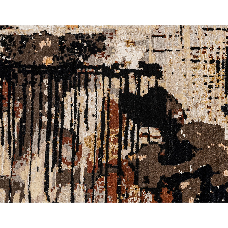 Handmade Silk and Wool Abstract Area Rug
