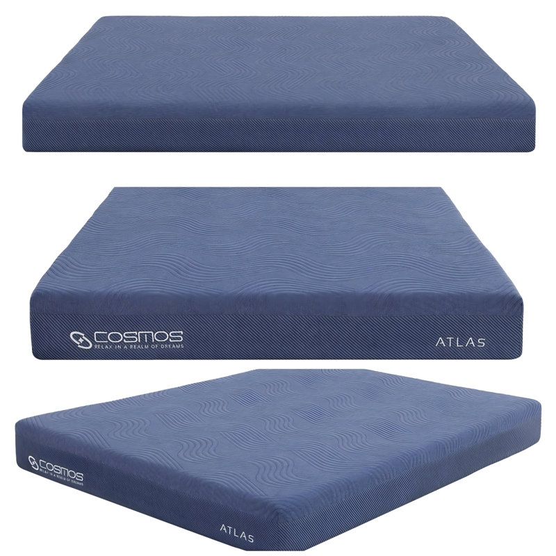 Matelas 12 po avec ressorts ensachés et mousse à mémoire de forme, bleu et multicolore, Grand lit, 12"