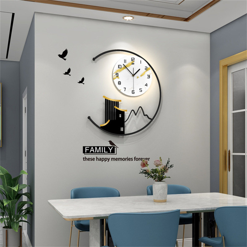 Horloge murale moderne minimaliste, horloge lumineuse décorative de nuit pour le salon, design créatif unique