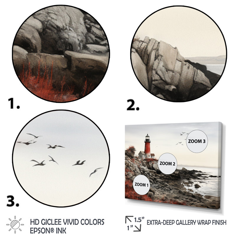 Coastal Seaside Harmony II - Beach & Ocean Canvas Prints, H 34 po x l 44 po x P 1,5 po, Cadre photo blanc
