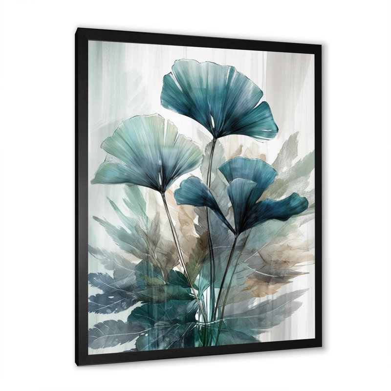 Feuilles de palmier tropical Ginkgo II - impression, Cadre photo noir, H 20 po x l 12 po x P 1 po