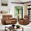 Ensemble de salon inclinable électrique en cuir fleur 2 pièces Slone: causeuse, fauteuil inclinable et USB-132144016-132144013