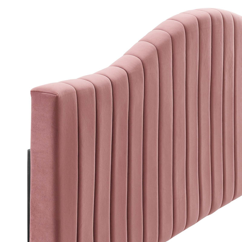 Brielle Channel Tufted Performance Velvet Headboard, Queen, Dusty Rose