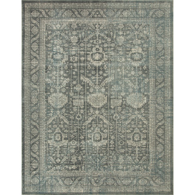 Ostergren Collection Grey/Blue Transitional Oriental Area Rug