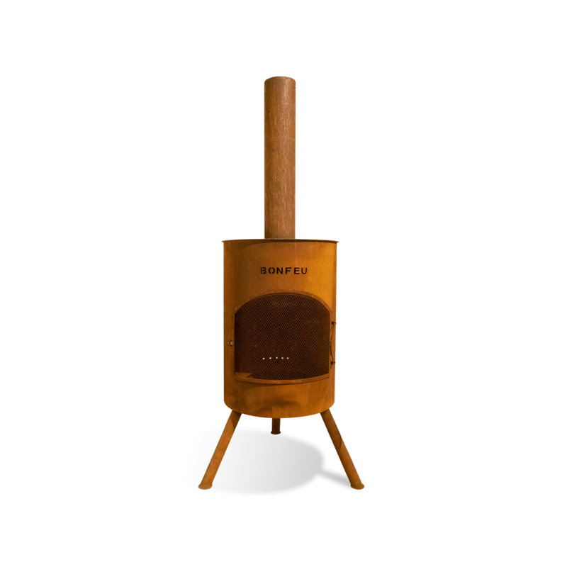Triangle Steel Chimnea, 145cm H x 40cm W x 40cm D, Orange