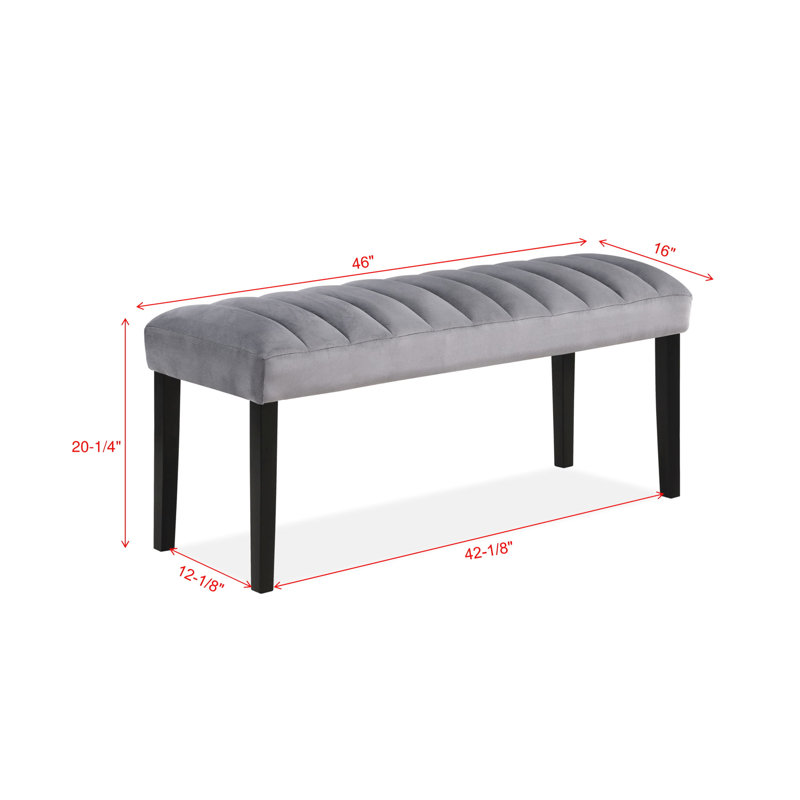 Modern Grey/black Home Dining Table - Wood, Soft Velvet Upholstered Bench Kitchen Chair Seat