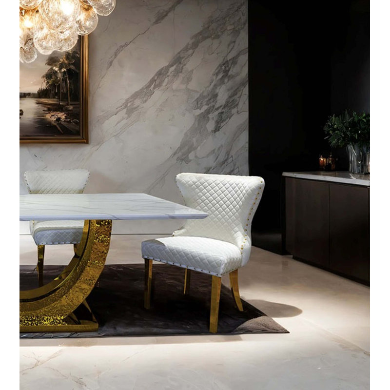 Chaise de salle à manger 2 pièces Glam Style, Doré, Blanc