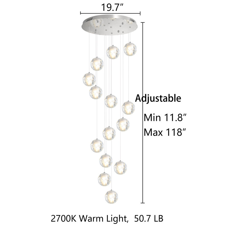 12-Light Modern Led Crystal Chandelier Gold, Silver