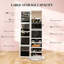 Full Mirror With 360 Swivel And Jewelry Organization Storage, 78 Ring Slots 3 Back Storage Shelves, Lockable Compartment, Gray , 21.7" D, Assembly Needed Rotating Cabinet Ample 120 Earring Built-In-130212649