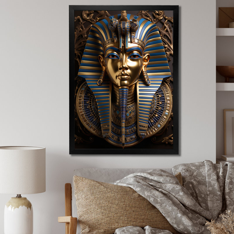 Égypte, pharaons royaux - Art mural égyptien, H 32 po x l 16 po x P 1 po, Cadre simple noir