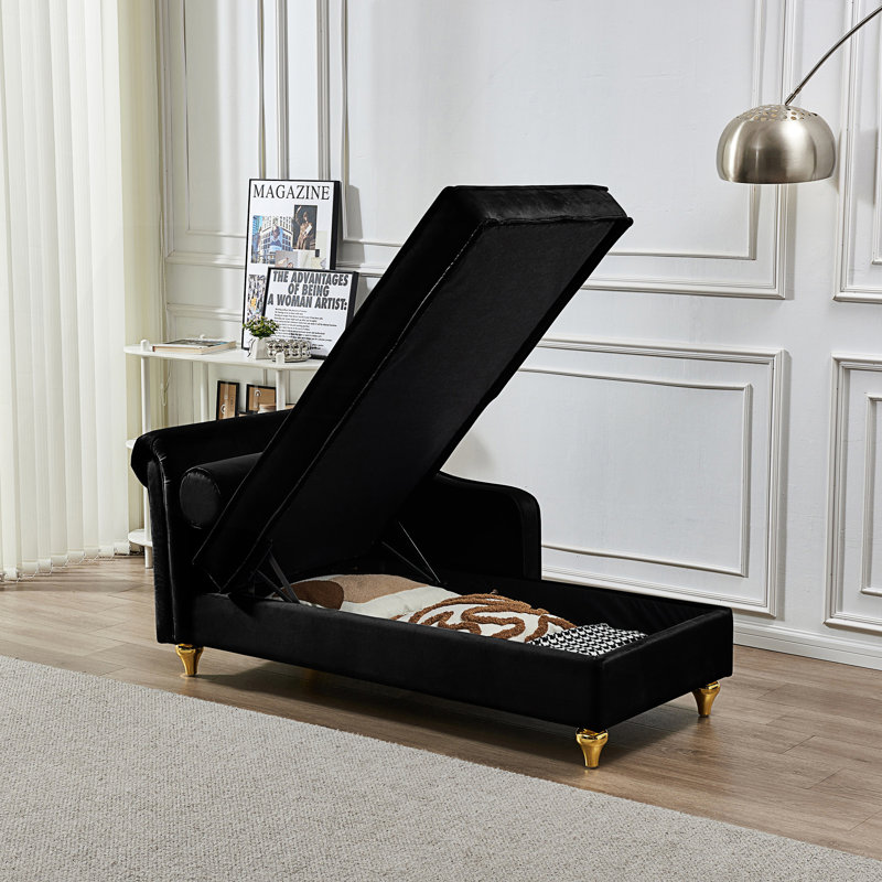 Chaise longue avec rangement Modern Upholstery, Noir