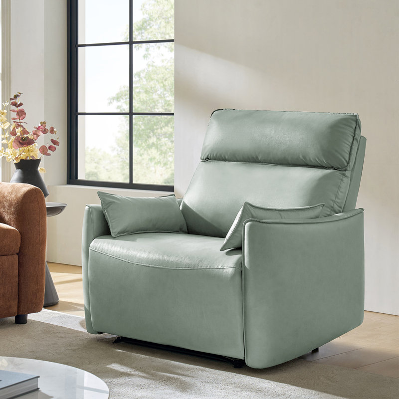 Très grand fauteuil inclinable manuel en similicuir de 43,5 po Alanson, Marine