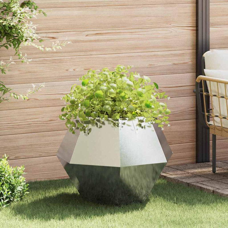  Planter Silver Stainless Steel, 60cm H x 75cm W x 75cm D
