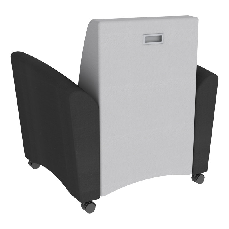 Shapes Series II Vinyl Seat Reception Chair with Wood Frame, Black Smooth Grain/Light Gray