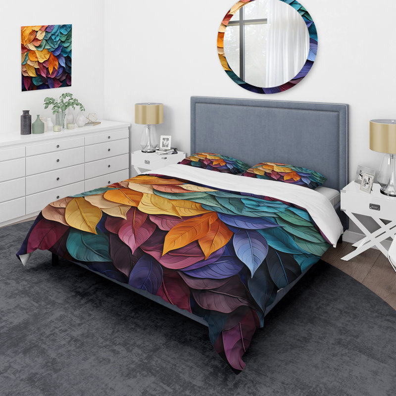Ensemble de housse de couette Colorful Leaves Collage III - Leaves, Housse de couette très grand et 2 très grandes t