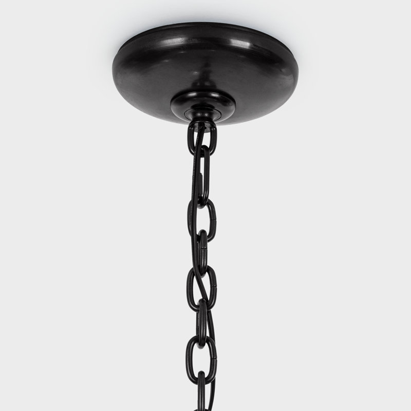 Amalfi 41" Chandelier in Waxed Black with Linen Shades