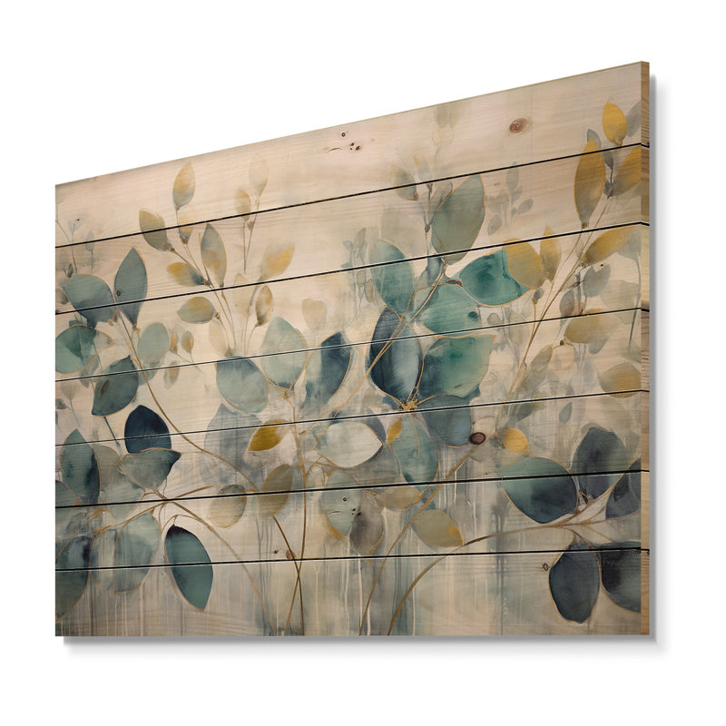 Blue Botanical Rhythms II sur impression sur bois, H 24 po x l 32 po x P 0,78 po