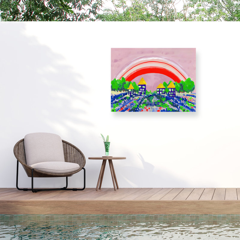 Ania Zwara  Red Rainbow Outdoor  Canvas, 14" H x 19" W