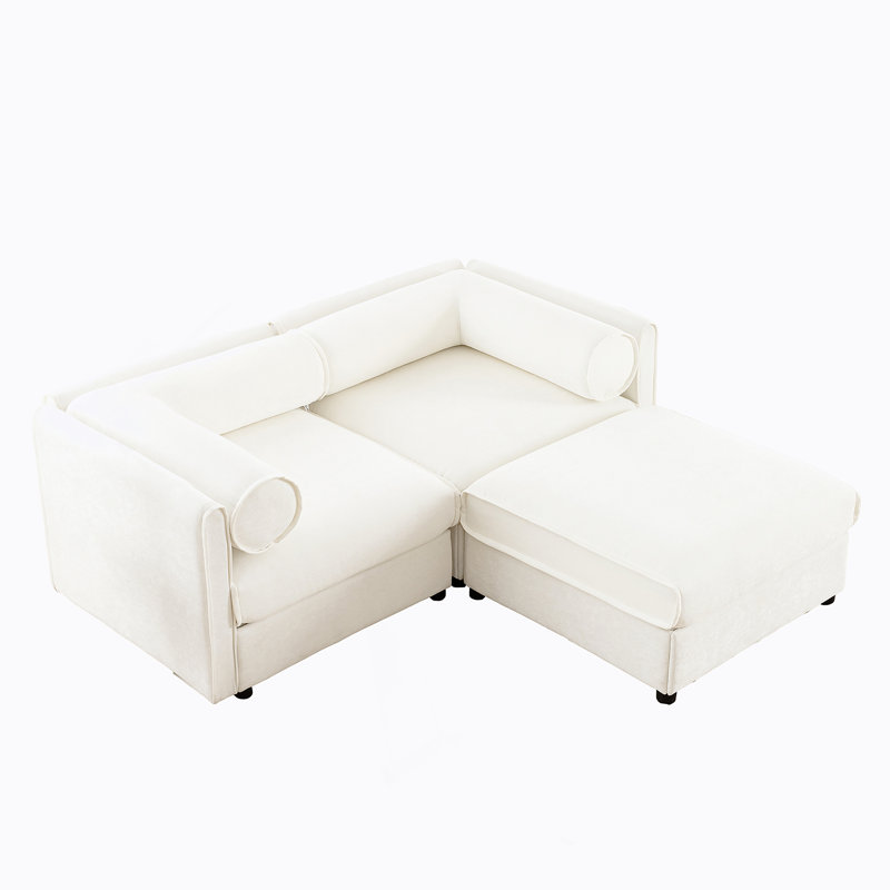 Canapé moderne en chenille avec rangement dissimulé et conception ergonomique pour plus de confort, Blanc