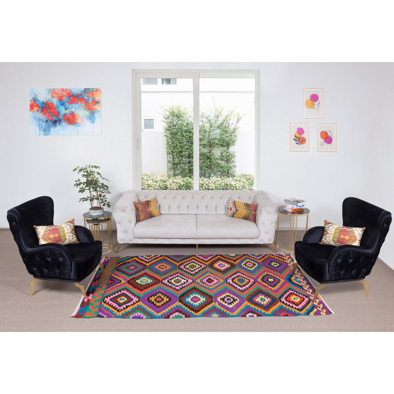 Kilim en laine turc fait à la main de 5,4 x 8,8 pi, tapis à tissage plat unique en son genre, revêtement de sol