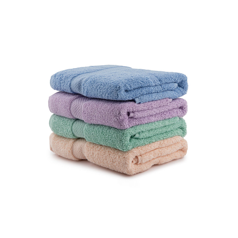 Ensemble de serviettes à main (4 pièces), Bleu / vert / beige / rose