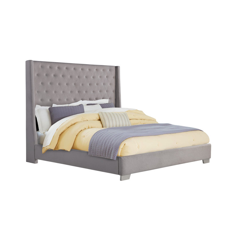 Lit tapissier Gilda Boucle, Gris, Roi