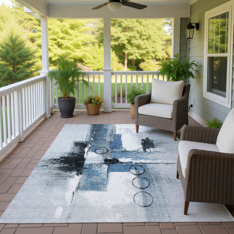 Machine Washable Indoor/Outdoor Chantille ACN2751 Modern Rug, Blue, 8' x 10'