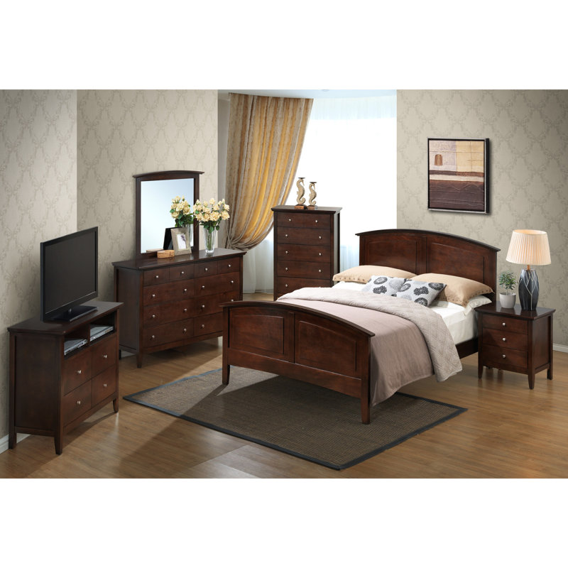 Grand lit en placage de bois véritable, cappuccino, chambre à coucher moderne, lit Glory G5425a-qb de style classique, placage