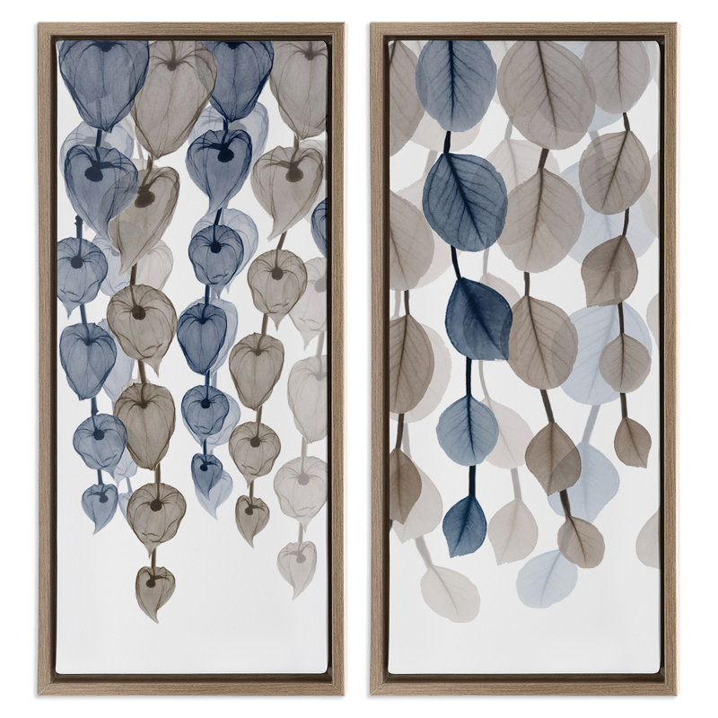 Ensemble de 2 toiles flottantes encadrées neutres par Albert Koetsier, Cadre flottant orme Montalcino, H 25 po x l 11 po