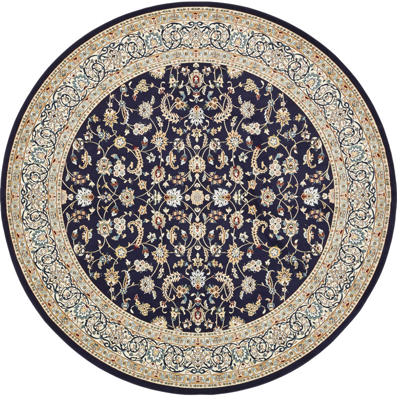 Tapis oriental bleu marine Jackson, Rond 5 pi 3 po