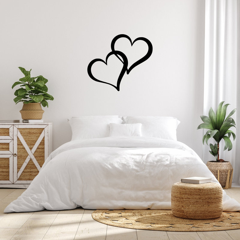 Metal Double Heart Love Sign, 31.4" H x 36" W x 0.1" D