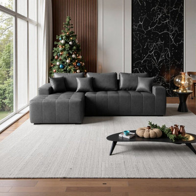 Space-Saving Luxury: Compressed L-Shaped Sofa Bed with Corner Chaise, No Assembly Required – Effortless Elegance for Modern Living