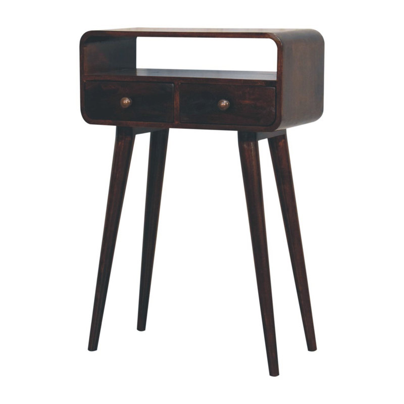 Mini California Walnut Curved Console Table, Walnut