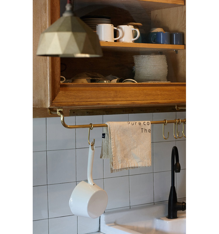 Rustic Solid Brass Kitchen Utensil Rail