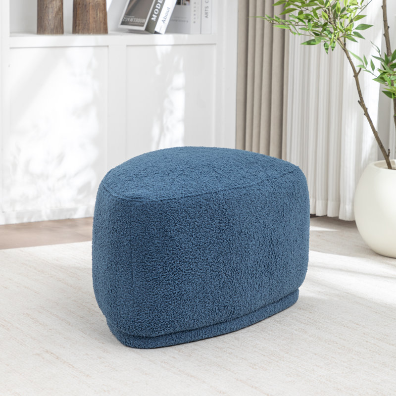 Sam Faux Fur Upholstered Ottoman, White