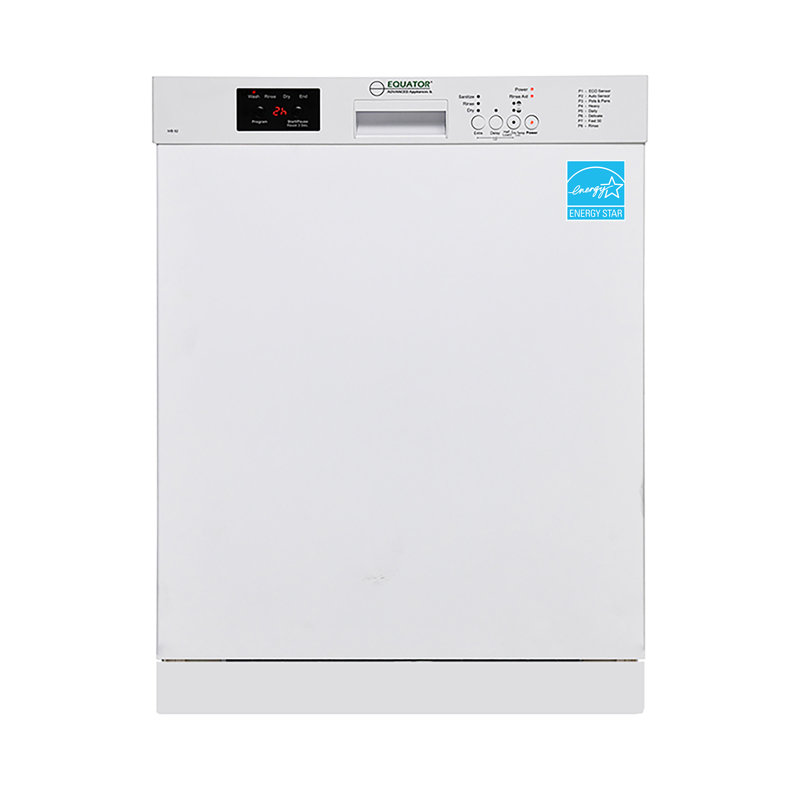 	 Equator24" Built In Dishwasher 14 Place Setting Wine Rack 8 Wash FAST 50 Delay1/2Load 110V E-Star ADA, White