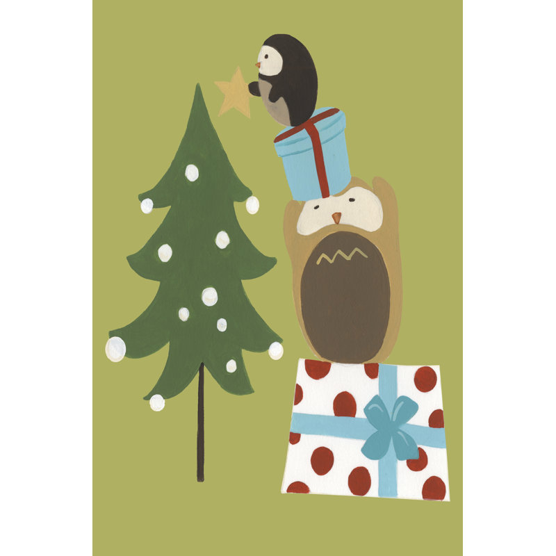Happy Owlidays VI by June Erica Vess - Wrapped Canvas Print, 30cm H x 20cm W