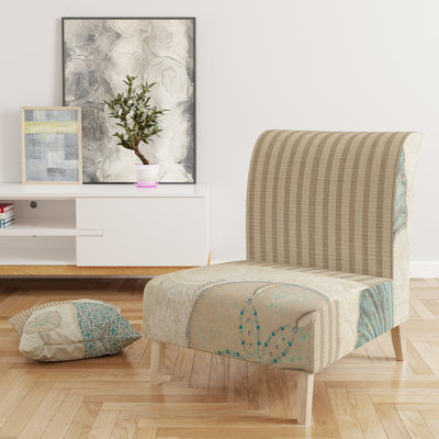 Beach Treasures Collage I - Traditional Upholstered Slipper Chair by East Urban Home