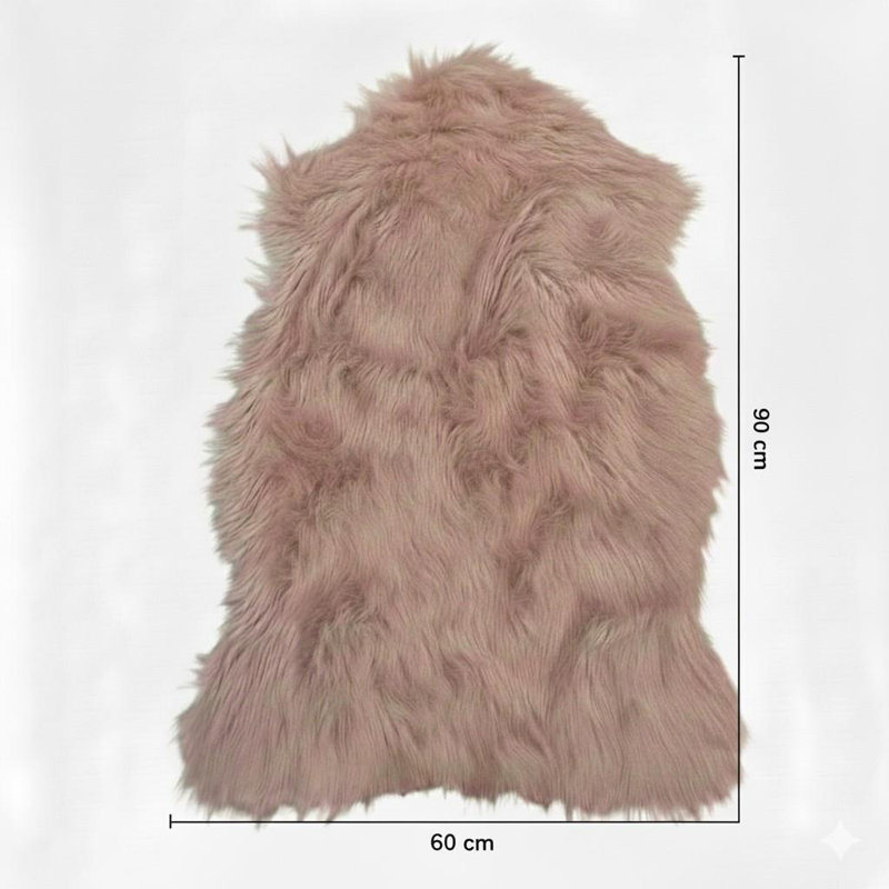 Solid Colour Faux Fur 60cm X 90cm Area Rug, Pink