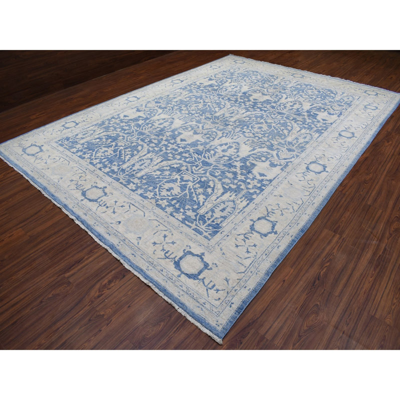 Tapis blanc en laine douce noué à la main 9 pi 8 po x 13 pi 5 po C3828D9C3BC6434284DC706B4D5A9415
