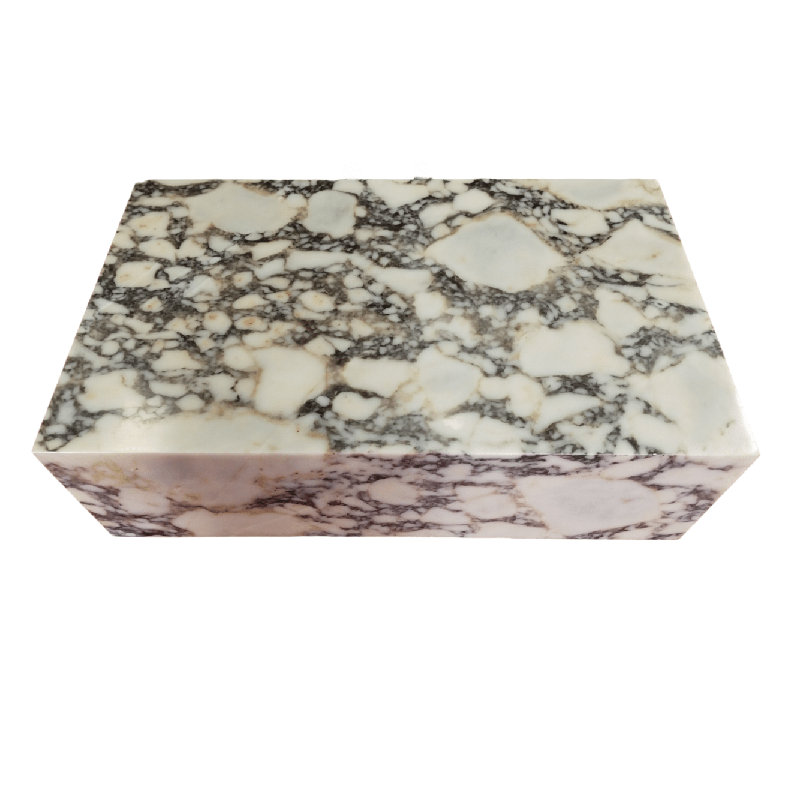 Genuine Marble Block Coffee Table, Matte - Calacatta Viola Marble