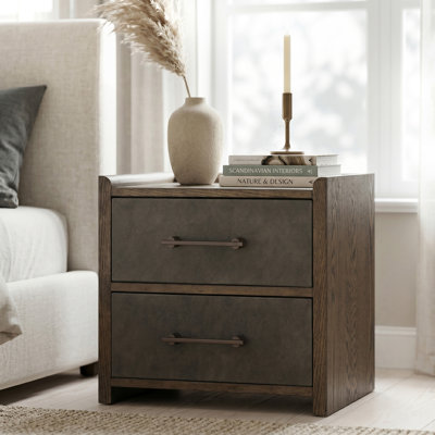Bartolomeu Two-Tone Design 2-Drawer Nightstand with Raised Edge