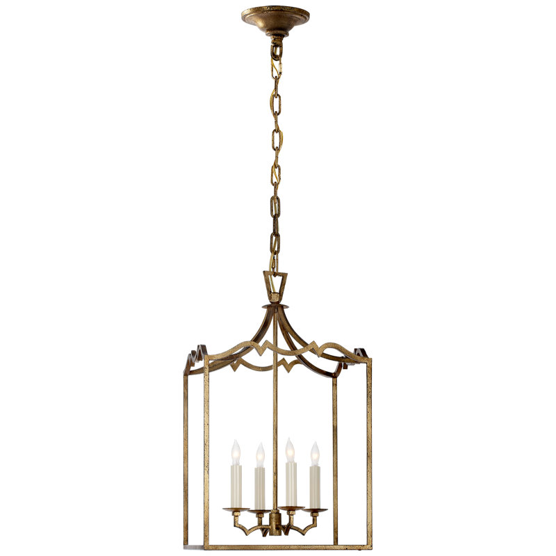 Chapman & Myers Darlana Small Fancy Lantern, Golded Iron, 22" H x 12.75" W x 12.75" D
