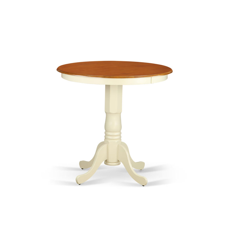 5 Piece Counter Height Dining Set Includes a Round Kitchen Table with Pedestal and 4 Dining Room Chairs, 36x36 Inch, Buttermilk & Cherry