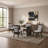 Washed Dining Table with Tempered Glass