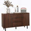 Buffet, armoire de cuisine avec 2 armoires, 3 tiroirs et tablettes réglables, armoire à café pour le salon, entrée, brun rustique