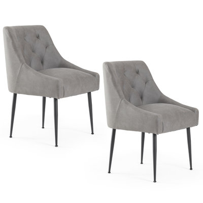 Dining Chairs,Mid Century Dining Chairs,Upholstered Faux Leather Dining Chairs with Back Pull Rod
