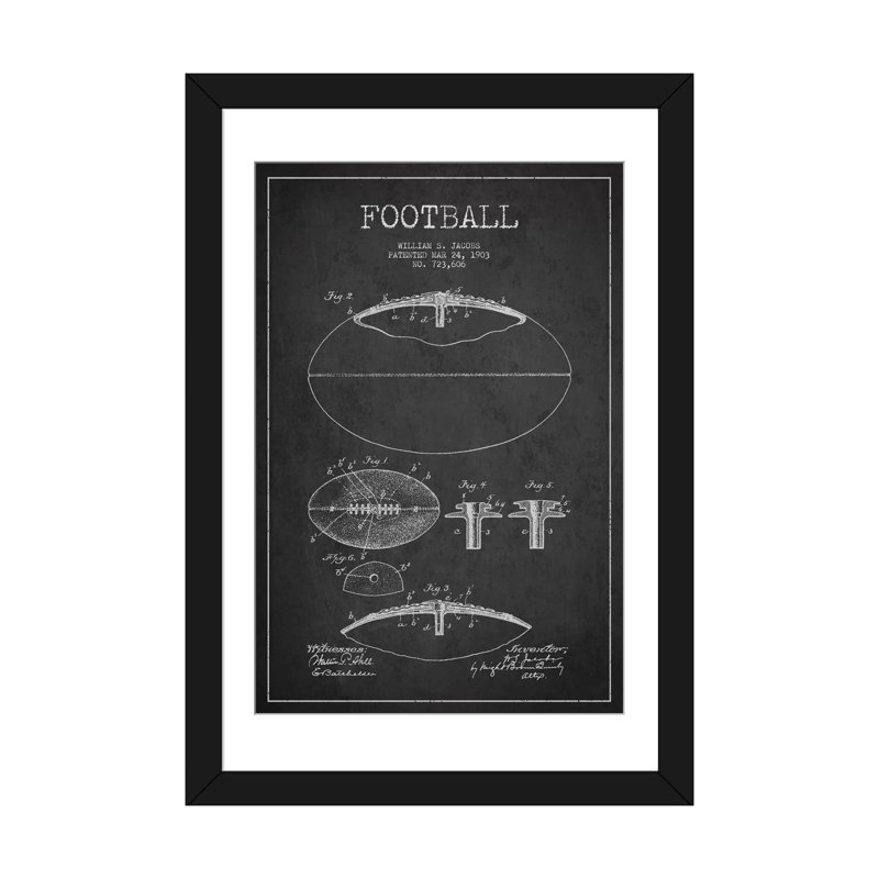 « football charbon », impression sur toile tendue, H 24 po x l 16 po x P 1 po, Papier d'art encadré noir, Blanc